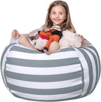 WEKAPO Stuffed Animal Storage Bean Bag Chair Cover for Kids | Stuffable Zipper Beanbag for Organizing Children Plush Toys Large Premium Cotton Canvas (Grey, X-Large)