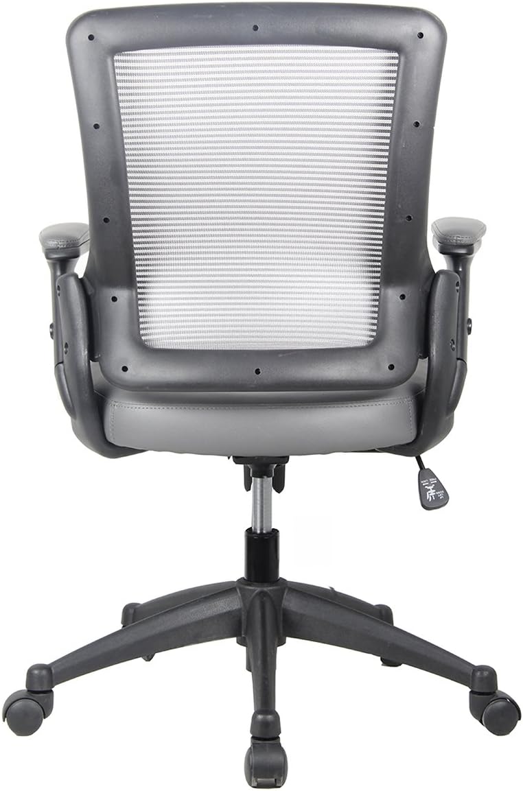 Techni Mobili Height Adjustable Arms Mid-Back Mesh Task Office Chair, 25" W x 25" D x 34" H, Gray