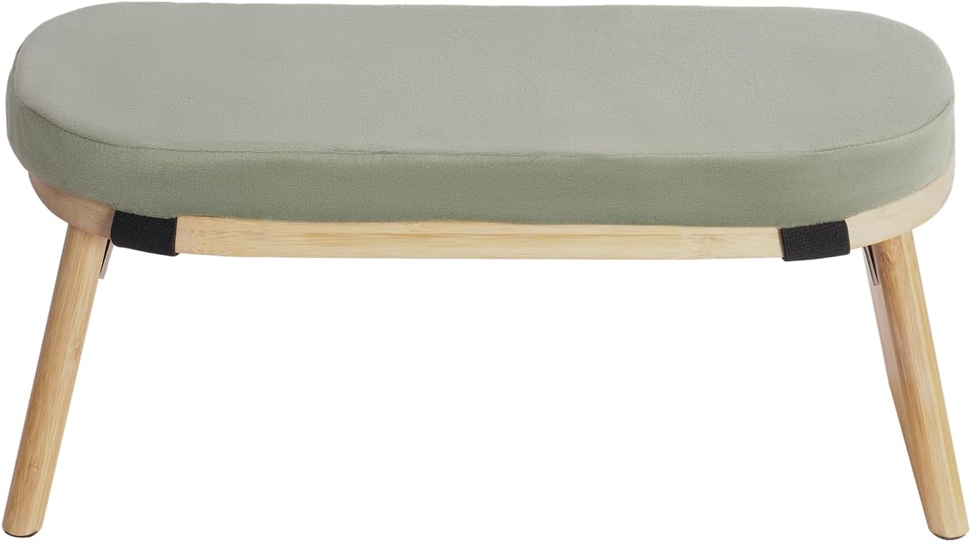 Meditation Benches, Folding Meditation Kneeling Stool with Footpads, Bamboo Sturdy Meditation Chair with Meditation Cushion as Yoga Bench, Prayer Bench, Floor Seat (Green)