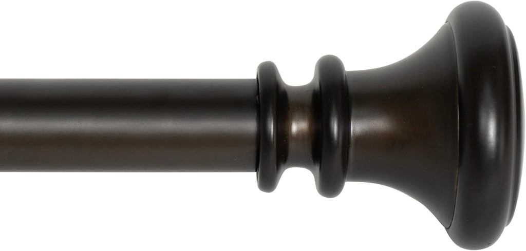 Deco Window Curtain Rods for Windows 18 – 44 Inch, 1 Inch Heavy Duty Extendable Metal Drapery Rod, Adjustable Curtain Rod with Decorative Vaso Finials for Living Room Bedroom, Imperial Bronze