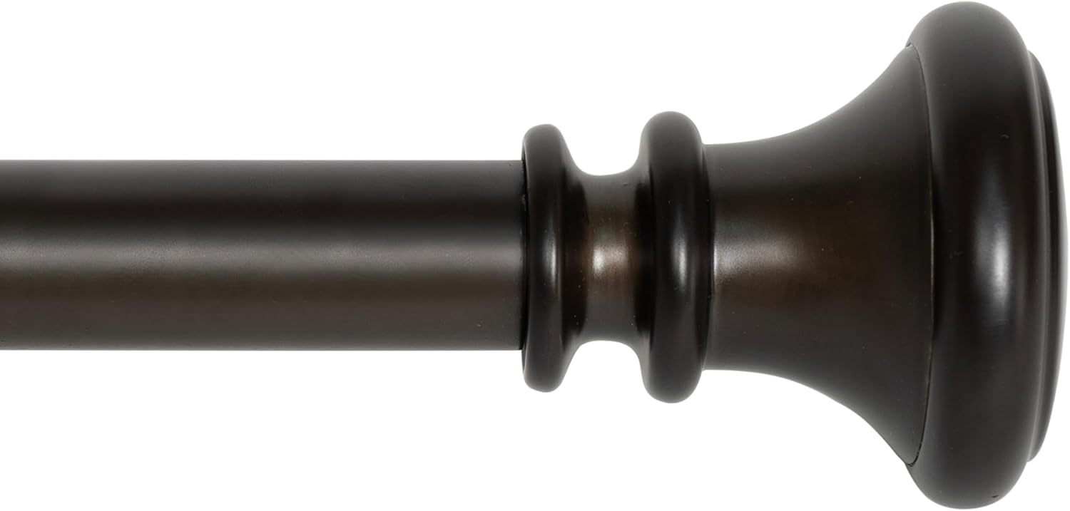 Deco Window Curtain Rods for Windows 18 – 44 Inch, 1 Inch Heavy Duty Extendable Metal Drapery Rod, Adjustable Curtain Rod with Decorative Vaso Finials for Living Room Bedroom, Imperial Bronze