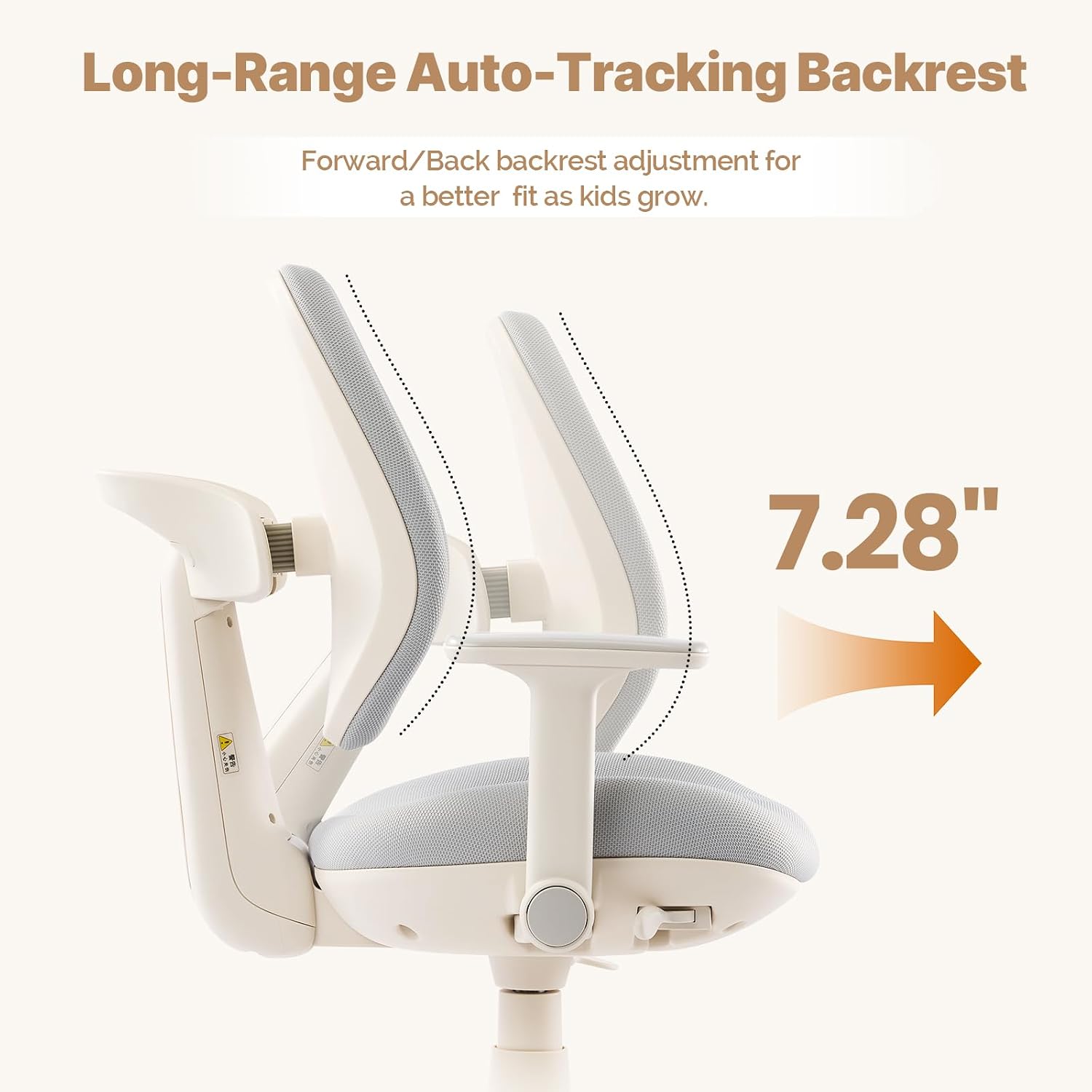 Ergonomic Kids Desk Chair with Adaptive Back Support, Adjustable Footrest, and 90° Flip-Up Armrests — Breathable Study Chair for Ages 3-12, Fits Home Office and Bedroom