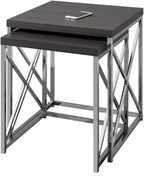 Monarch Specialties , Nesting Table, Chrome Metal, Grey, Table Set, 2 pcs