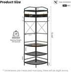 Recaceik 5-in-1 Hall Tree Entryway Bench Coat Rack with 11 Hooks and 2 Hanging Rods, Grid Panel Home Organizer Shoe Shelf for Corner, Hallway, Closet, Rustic Brown