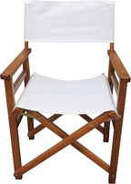 SSLine Set of 2 Professional Director Chairs Portable Folding Dining Height Directors Chair w/Wood Frame and Canvas Lightweight Camping Lawn Chair (White/2PC-19 H)