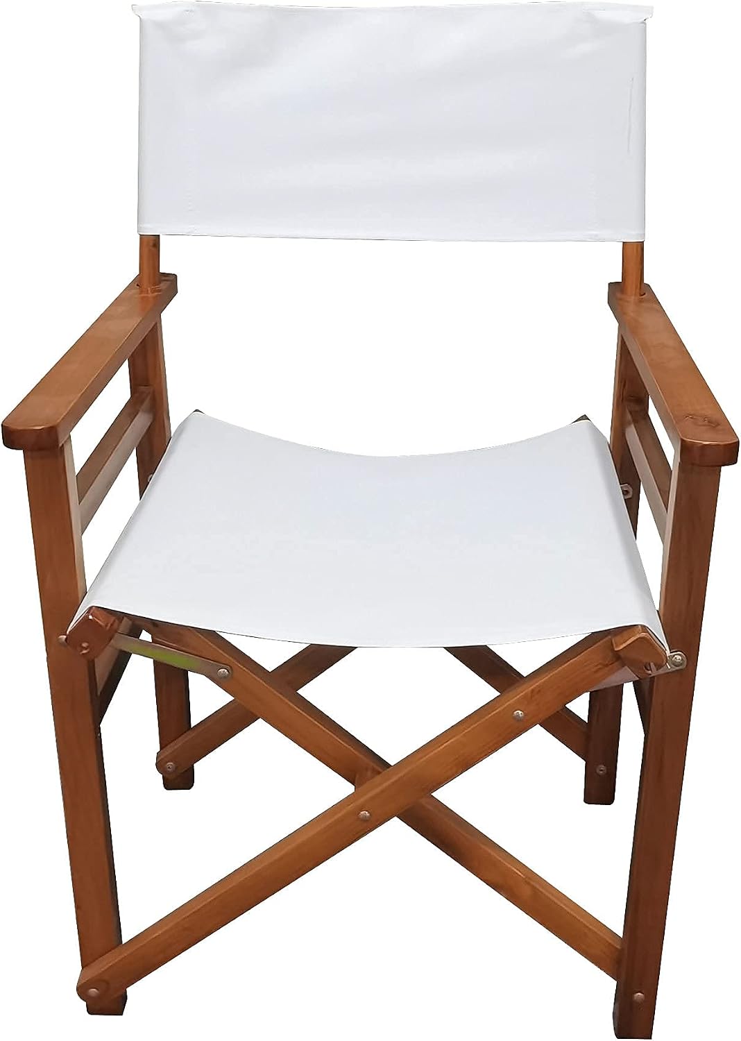 SSLine Set of 2 Professional Director Chairs Portable Folding Dining Height Directors Chair w/Wood Frame and Canvas Lightweight Camping Lawn Chair (White/2PC-19 H)