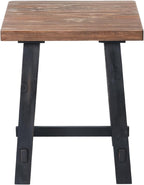 Adam Rustic Industrial Side Table – 21” Solid Wood Square End Table with Natural Wood Top & Distressed Black Frame – Easy Assembly for Living Room or Apartment by Alaterre Furniture