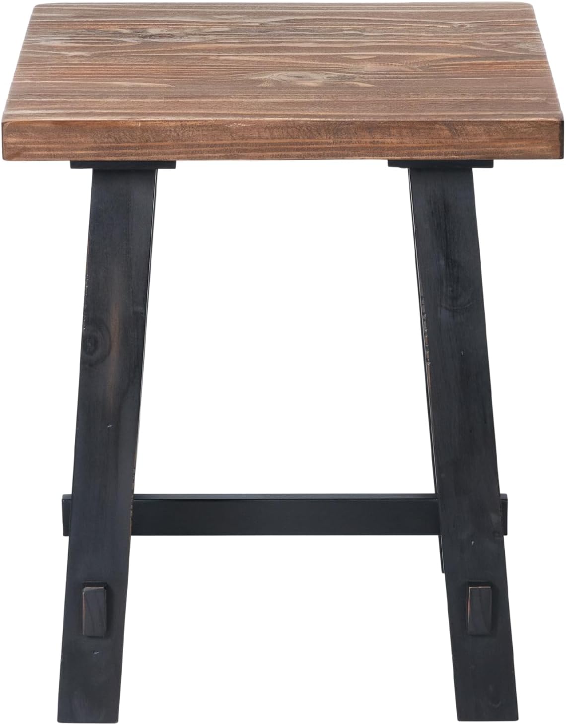 Adam Rustic Industrial Side Table – 21” Solid Wood Square End Table with Natural Wood Top & Distressed Black Frame – Easy Assembly for Living Room or Apartment by Alaterre Furniture