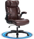 ESTRUCO Big and Tall Office Chair 500lbs Wide Seat Executive Office Desk Chair High Back Computer Gaming Chair,Flip-Up Armrest,Lumbar Support Computer Chair for Heavy People(Brown,Classical)