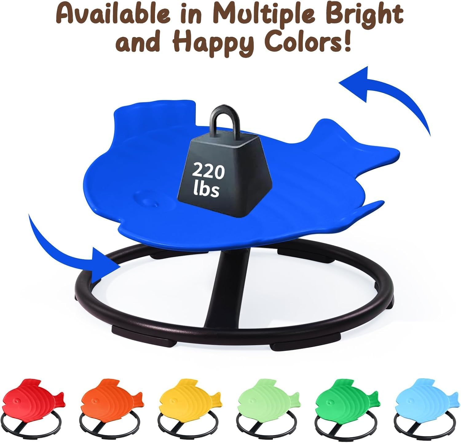 Sensory Spinning Chair for Kids with Autism & ADHD, Swivel Chair for Indoor/Outdoor Use, Sit and Spin Toys, Fish-Shaped Sensory Chairs for Autistic Children, Training Body Coordination (Dark Blue)
