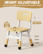 Brelley Kids Chairs (2pcs) Height Adjustable Toddler Chairs for Table, for Indoor & Outdoor Use Classroom/Daycare/Home for Ages 3-8, 180lbs High Bearing Toddler Chair, CPC & CE Approved- Beige