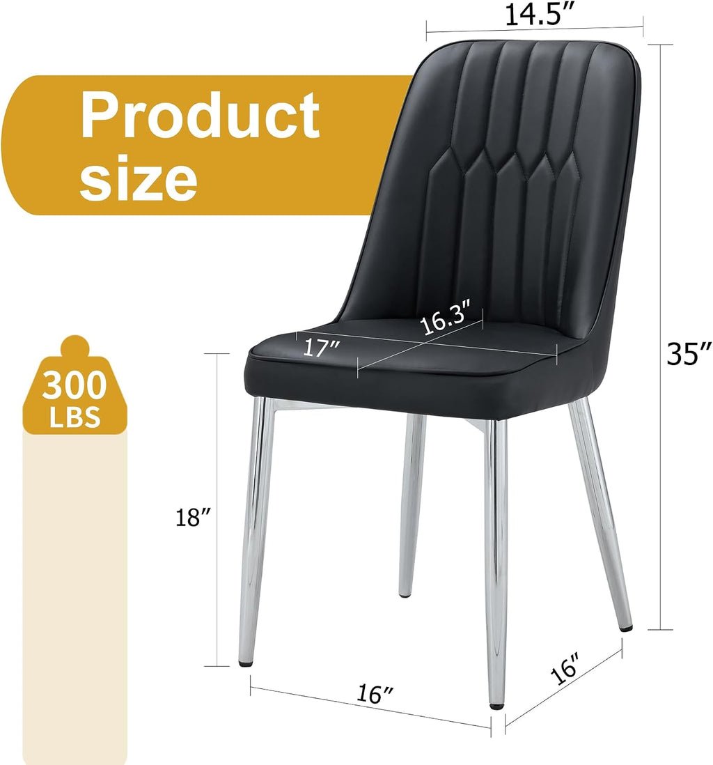 Dining Chairs Set of 6，Modern Dining Chairs, Equipped with PU Leather Backrest Cushions and Metal Legs, Suitable for Restaurants, Kitchens, and Dining Room Chairs