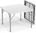 VINGLI White Card Square Table, 38 inch Foldable Legs Full Table Top, Easy to Set up and Store, Folding Portable for Game Puzzles, Gathering, Party, Dining, Indoor, Outdoor, Outside