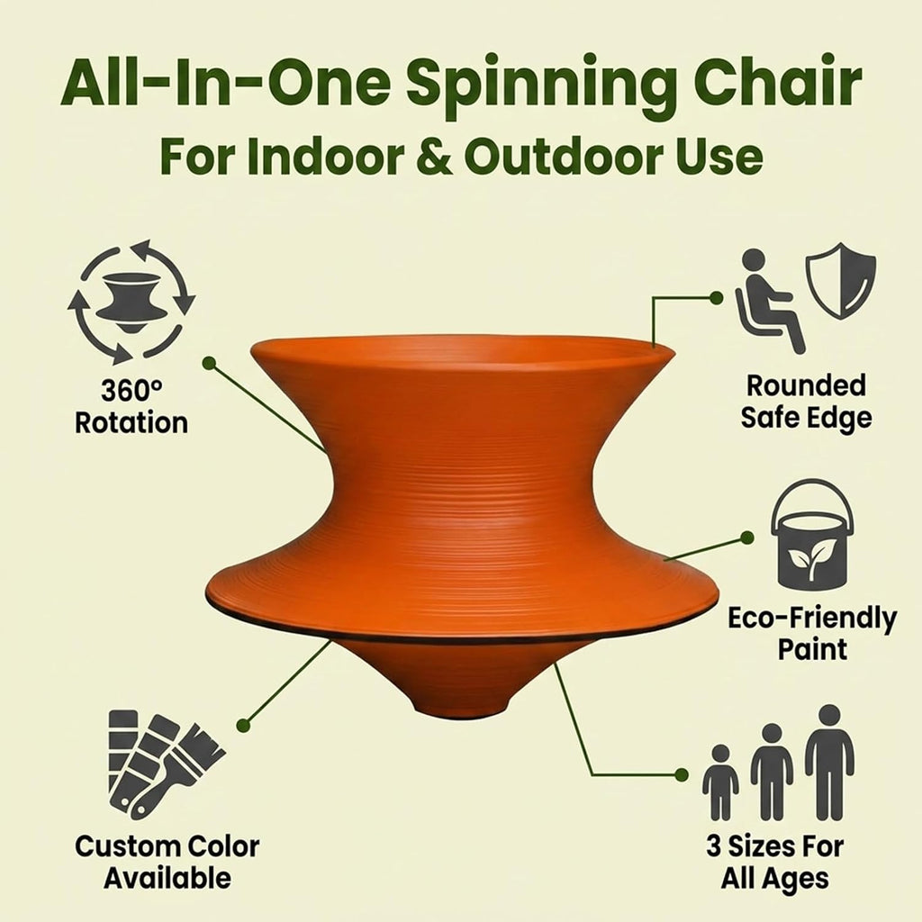 360° Swivel Gyro Chair for Sensory Processing, Heavy-Duty Spinner Seat with Reinforced Base, Ergonomic Floor Chair for Kids and Adults, Indoor Outdoor for Bedroom, Playroom, and Camping