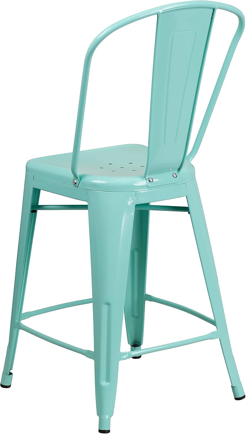 Flash Furniture Carly Commercial Grade 24" High Mint Green Metal Indoor-Outdoor Counter Height Stool with Back