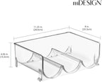 mDesign Stackable Plastic 3 Bottle Refrigerator Wine Rack - Kitchen Storage Organizer Holder for Storing Champagne, Wine, and Water Bottles - Stacking Wine Bottle Organizer for Fridge - Clear