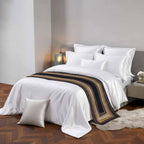 Bed Runner for King Size Beds, Farm Wooden Decorative Bed Runners Scarves for Bedroom, Geometric Black Brown Wood Grain Abstract Washable Bedding Scarf Cover
