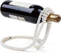 Artificial Pearl Necklace Wine Rack, Floating Countertop Wine Bottle Holder, Elegant Decor for Home Bar Kitchen & Living Room(White)