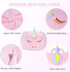 Stuffed Animal Storage Bean Bag Chair Cover for Kids Pink Unicorn Beanbag Chair for Girls Large Size Toy Organizer Cover Only Without Filling