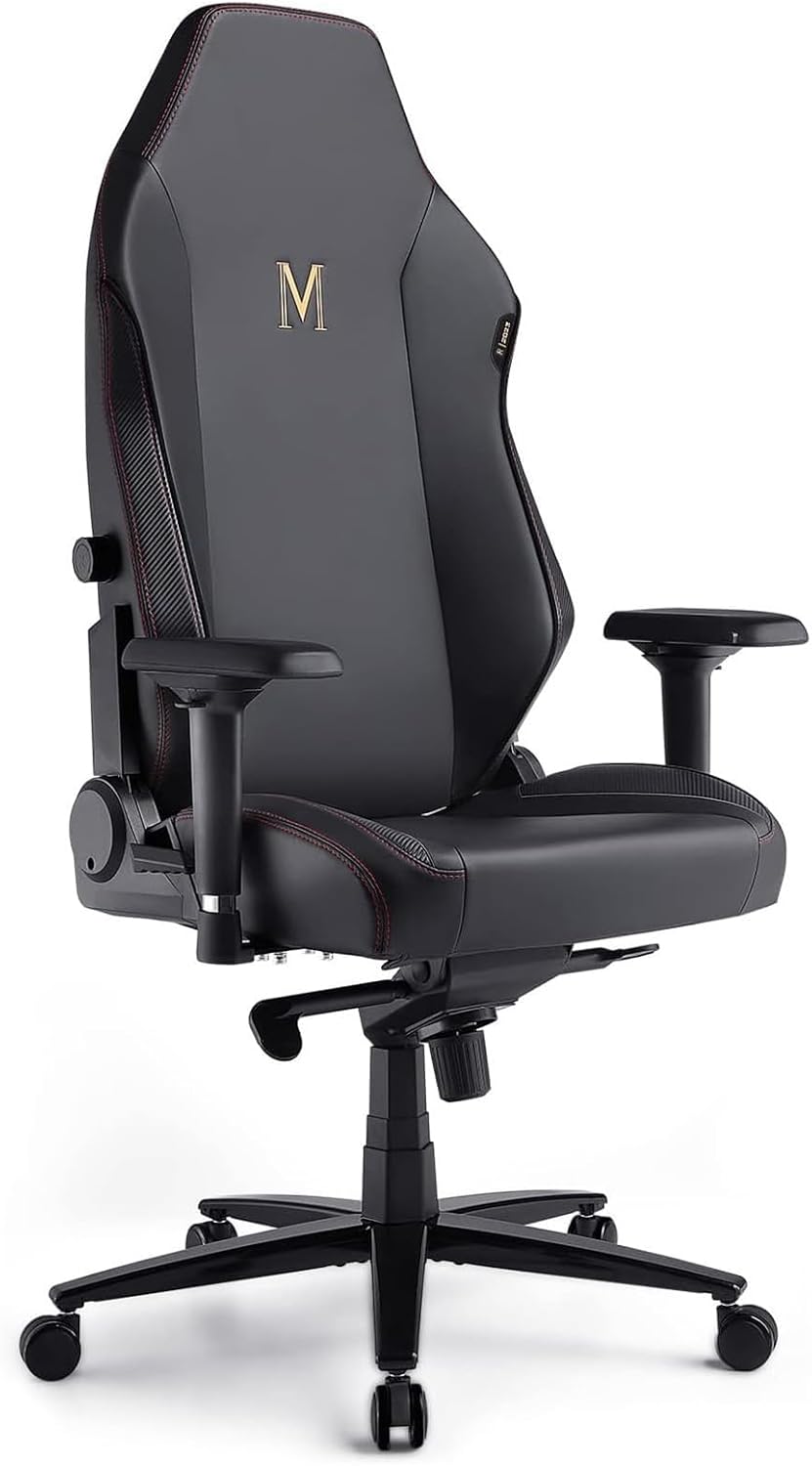 Large Ergonomic Gaming Chair, Big & Tall Computer Chair with 4D Armrests, Magnetic Headrest, Adjustable Lumbar Support, Reclining Office Chair for Home & Gaming Room, Black PU Leather, X-Large