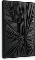 SAFERRYHOME Black Abstract Textured Minimalist Wall Art - 3D Contemporary Dimensional for Home Office Living Room Modern Wall Decor Framed - 24"x36"