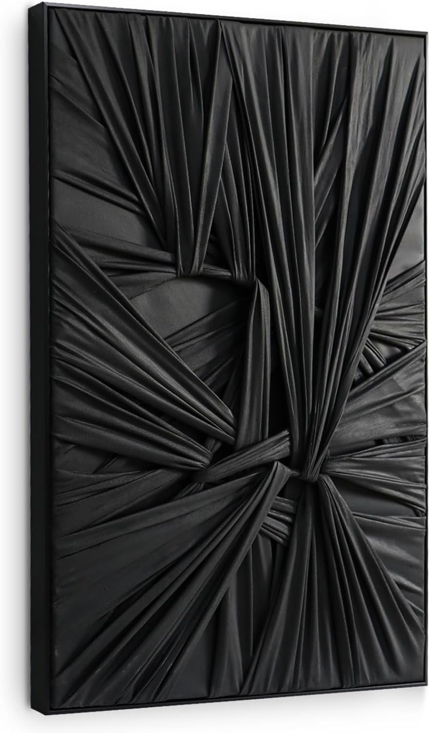 SAFERRYHOME Black Abstract Textured Minimalist Wall Art - 3D Contemporary Dimensional for Home Office Living Room Modern Wall Decor Framed - 24"x36"