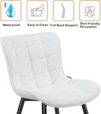 YOUTASTE White Dining Chairs Set of 2, Faux Leather Upholstered Armless Chairs with Back and Black Metal Legs, Mid Century Modern Kitchen Chairs for Living Room, Vanity, or Guest Reception Room