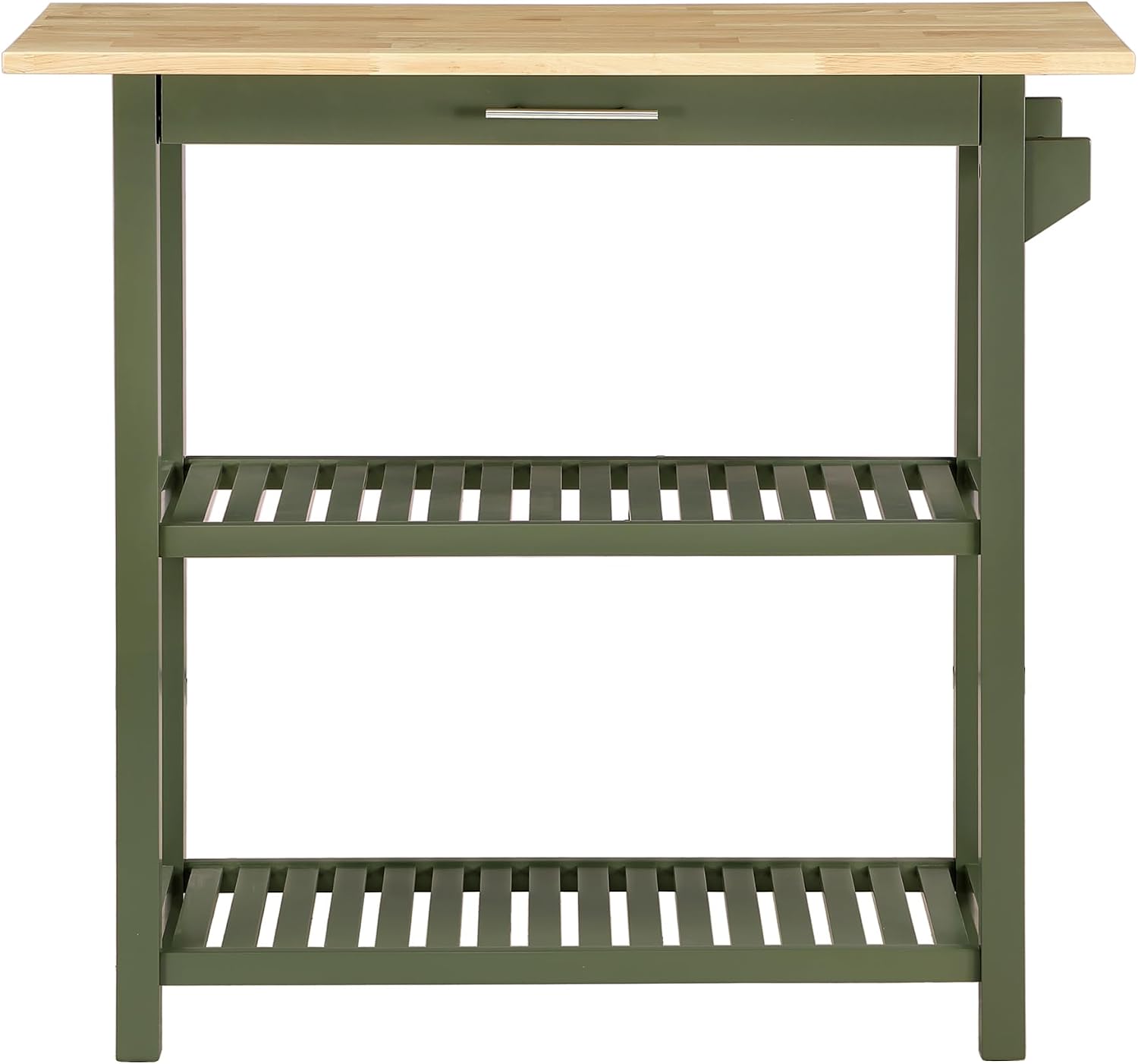 Convenience Concepts Designs2Go 3 Tier Butcher Block Kitchen Prep Island 40" - 3 Tier Modern Cooking Cart with Drawer, Food Serving Station for Kitchen, Dining Room, Dark Green Sage