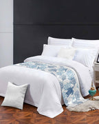 Navy Blue Grey Coastal Bed Runner for Full/Queen Bed, Bedspread Protector Slipcover Bed Scarf for Foot Bed Runners & Scarves for Bedroom Hotel Wedding Room 83x20 Sea Turtle Nautical Coral Summer Beach