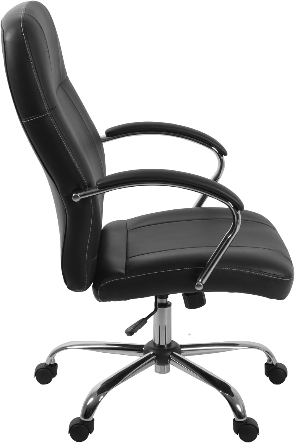 Romig Cielo Leatherette Executive Mid-Back Office Chair – Ergonomic Conference Chair with Padded Arms, Lumbar Support, Adjustable Height & 5-Star Aluminum Base for Home & Office (Black)