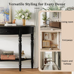 Polibi Half Moon Console Table, Entryway Table with Drawer & Shelf, Adjustable Feet, Rustic Vintage Design, Sofa Table for Entryway, Living Room, Hallway and Foyer, Black
