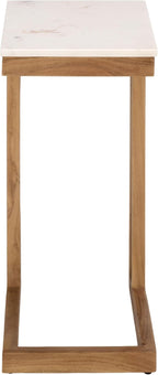 SAFAVIEH Furniture - Zinaida Accent Table - White & Natural - Marble Top Solid Wood C Table - Modern Side Table - Fully Assembled - Ideal for Living Room, Bedroom, 14" W x 17" D x 22.5" H (ACC3757A)