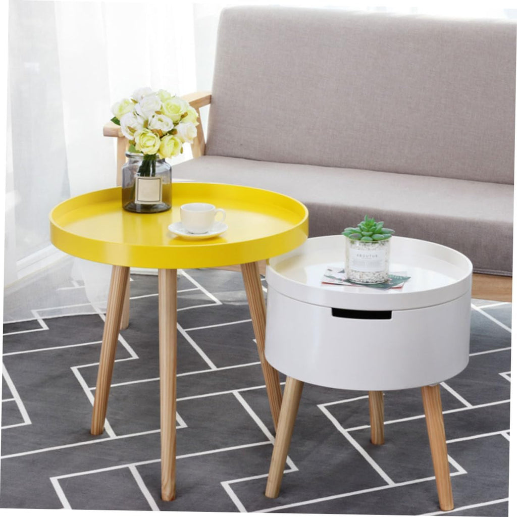 Alasum Mini Round Side Table Nordic Style Small Yellow Sofa Side Table Household Indoor for Living Room and Bedroom