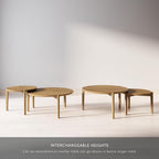 Nathan James Kendall Round Modern Nesting Coffee Set of 2, Stacking Living Room Accent Tables, Light Brown