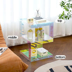 Modern Acrylic Side Table, Clear Acrylic Nightstand, Multifunctional End Table, 3-Tier, No Assembly Required