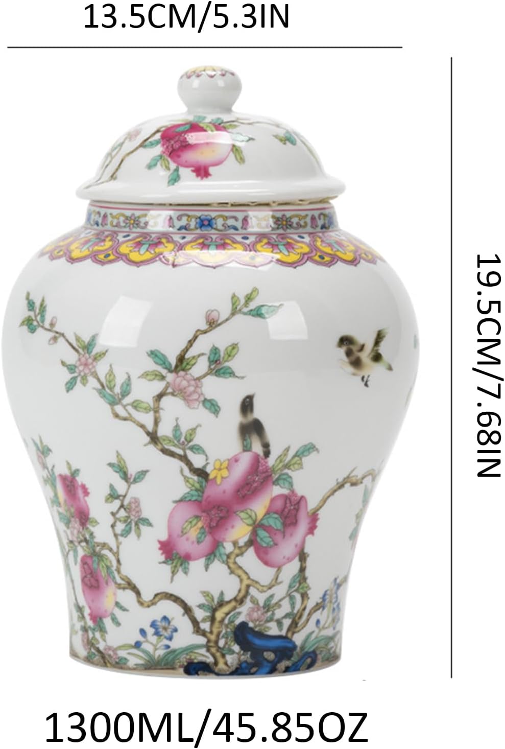 fanquare Porcelain Airtight Canister for Loose Tea Vintage Chinese Ripe Peach Style Ceramic Spice Jar Kitchen Storage Caddy Large Sugar Jar, Vase for Décor | Kitchen Storage Caddy for Loose Tea, Ceramic Spice Jar, Large Sugar Jar, Vase for Décor