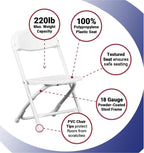 TentandTable Kids Folding Plastic Chair with Metal Frame, Lightweight Stackable Toddler Chairs for Classroom Table Desk Parties Events Weddings and Home Use, White Pack of 4 Chairs