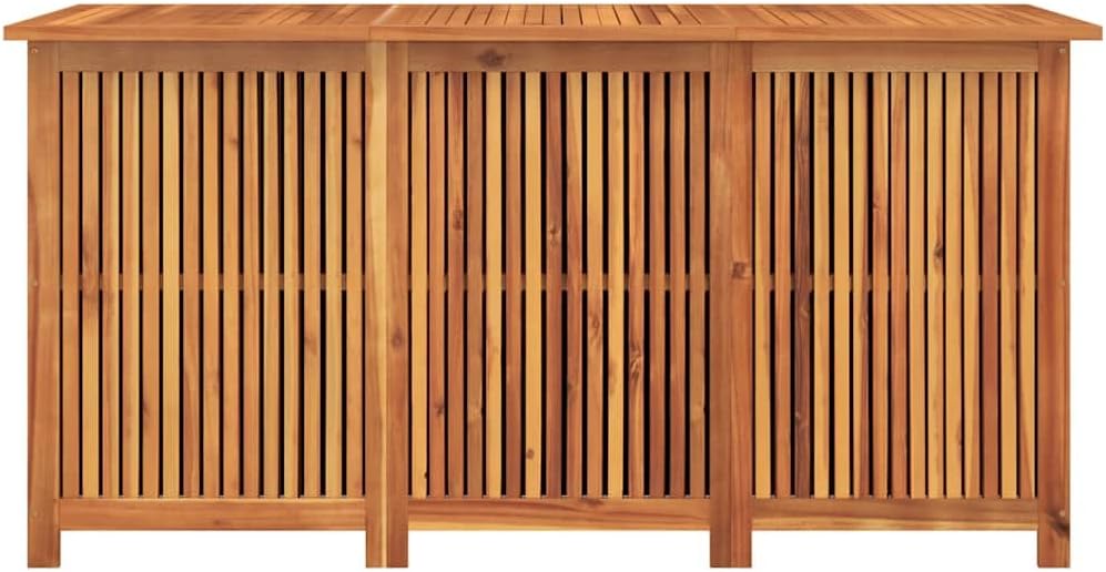 Garden Storage Box Solid Acacia Wood 150x80x75 cm Outdoor Patio Deck Yard Backyard Porch Container Chest Bench with Water-Resistant Bag and Lockable Design for Cushions Tools