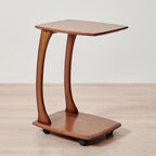 C-Shaped End Table with Wheels,Walnut Color(18.1" Dx13.7 W x24.8 H) | Rolling Side Table,C Table with Wheels,TV Tray Table,Couch Table that Slide Under for Living Room,Bedroom