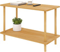 Funecy 2-Tier End Table, Sofa Side Table with Storage, Narrow Side Table, Bedside Table for Bedroom，for Living Room and Small Space (Natural)