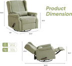 360°Swivel Rocker Recliner, Nursery Rocking Chair with Lumbar Pillow,Glider Recliner Nursery Chair for Small Spaces,Living Room & Bedroom,Chenille Green