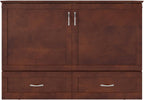 AFI Hamilton Full Murphy Bed Chest with Mattress, Storage, and Built-in Charger in Walnut
