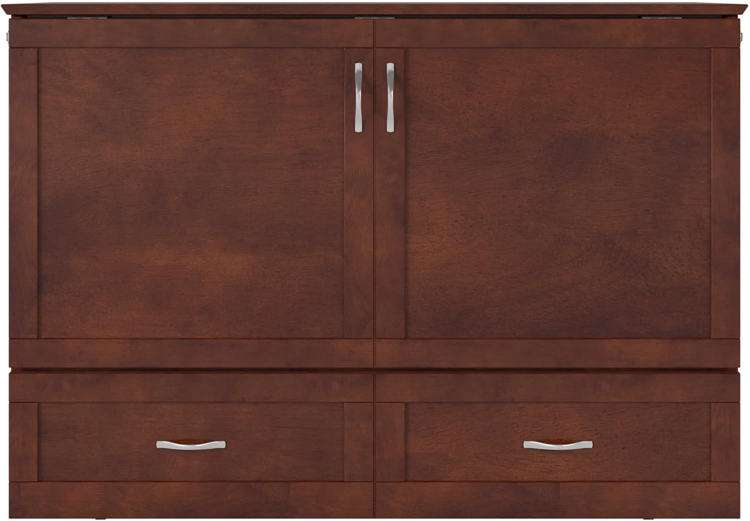 AFI Hamilton Full Murphy Bed Chest with Mattress, Storage, and Built-in Charger in Walnut