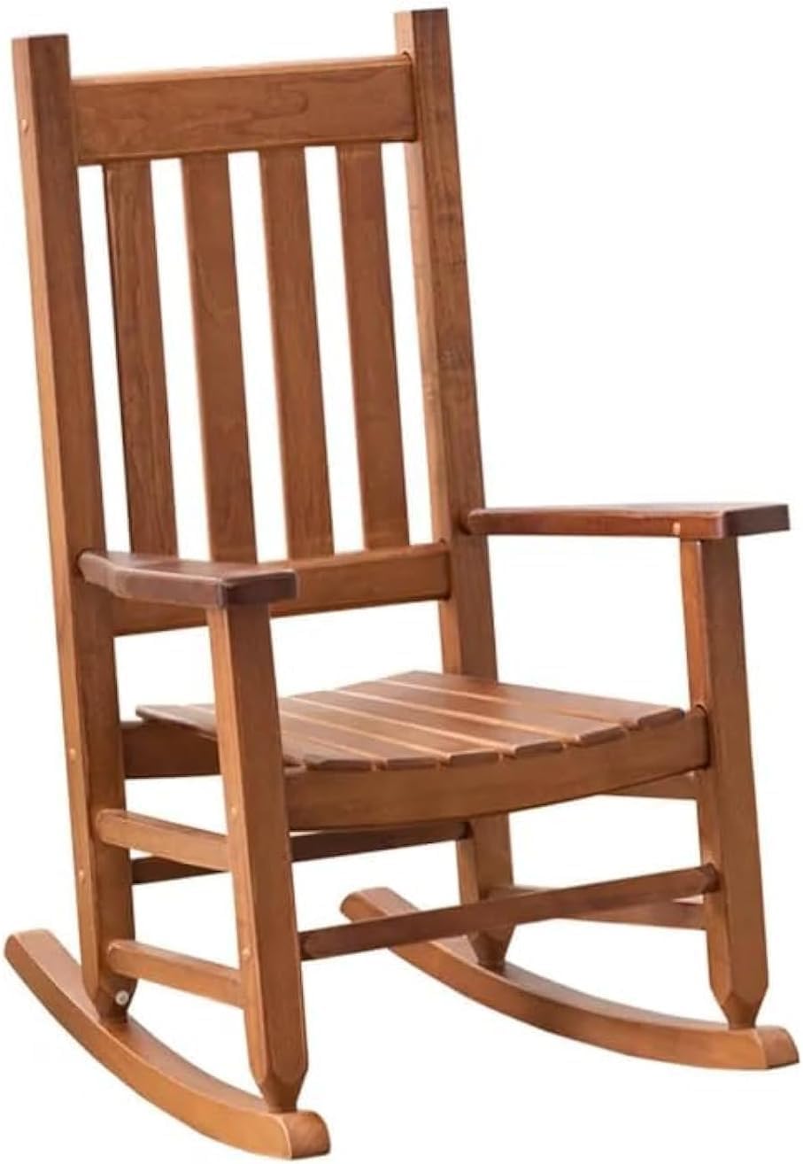 Kids Rocking Chairs Child Toddler Small Baby Wooden Comfy Rocker Chairs Furniture for Nursery Bedroom Livingroom Outdoor Reading Room, Ages 6-10, Anti-Tip Design Safe & Sturdy Brown