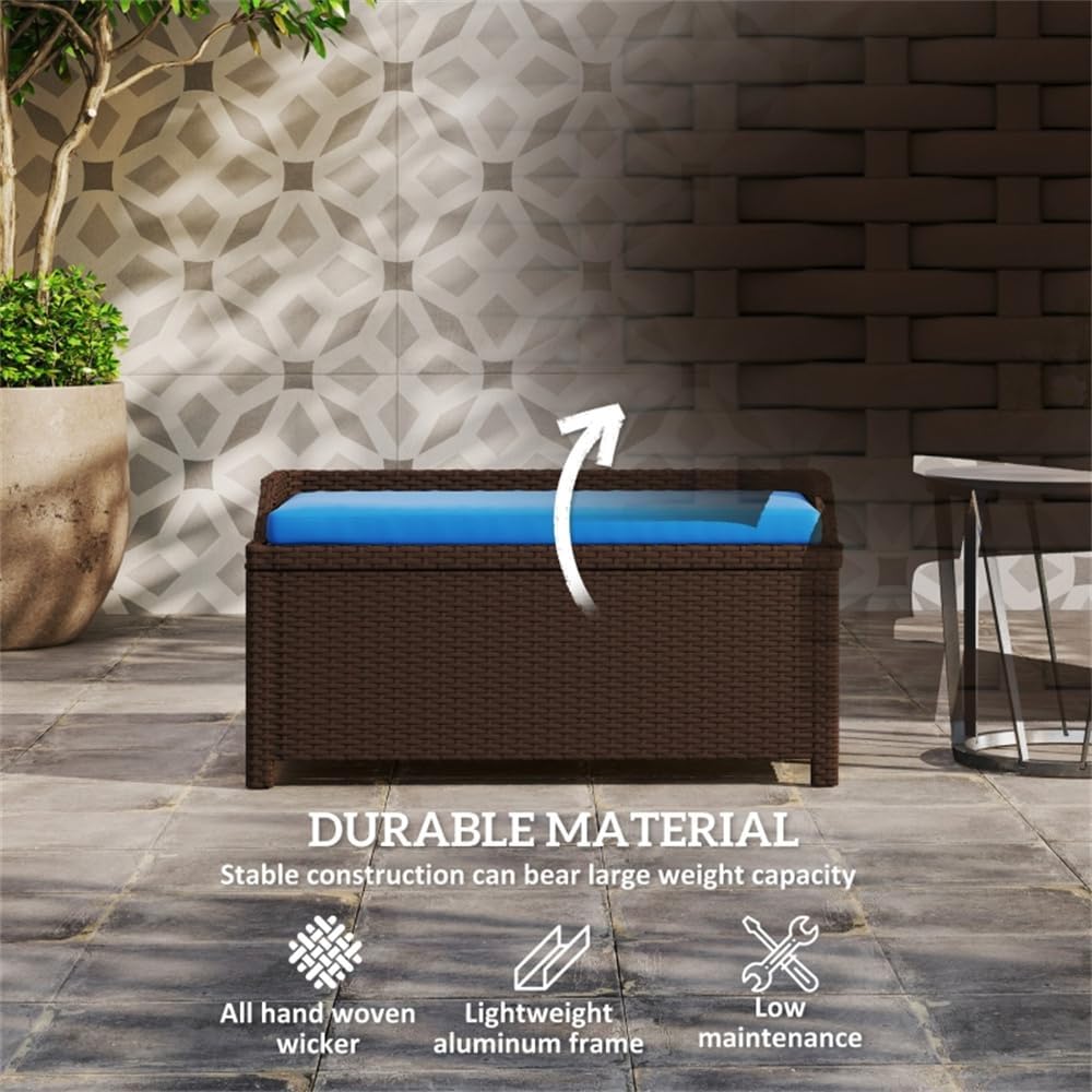 Versatile Storage Bench with Comfortable Cushioned Seat and Durable Aluminum Frame for Living Room or Patio Use