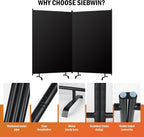Room Divider Panel, Siebwin 2 Panel Folding Privacy Screens with Wider Feet, 8 Ft Portable Room Partition for Room Separator, Room Divider Screen Partition Room Dividers Freestanding