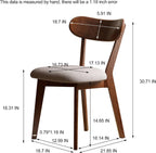 Mid Century Modern Walnut Dining Chair – FAS-Grade Oak Frame, Single Solid Wood Armless Side Chair, Heavy Duty 400 lbs Commercial Grade, Curved Back & Upholstered Seat for Kitchen, Cafe, Restaurant