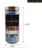 HappyFiller 1.3 Pound Broken Crushed Glass 3-7mm Fairy Garden Succulent Gravel Soil Cover Mini Stone Pieces,Vase Filler,Candle Holder Decor Mini Rock,DIY Resin Art,Paint,Craft Glitter,Pacific Blue