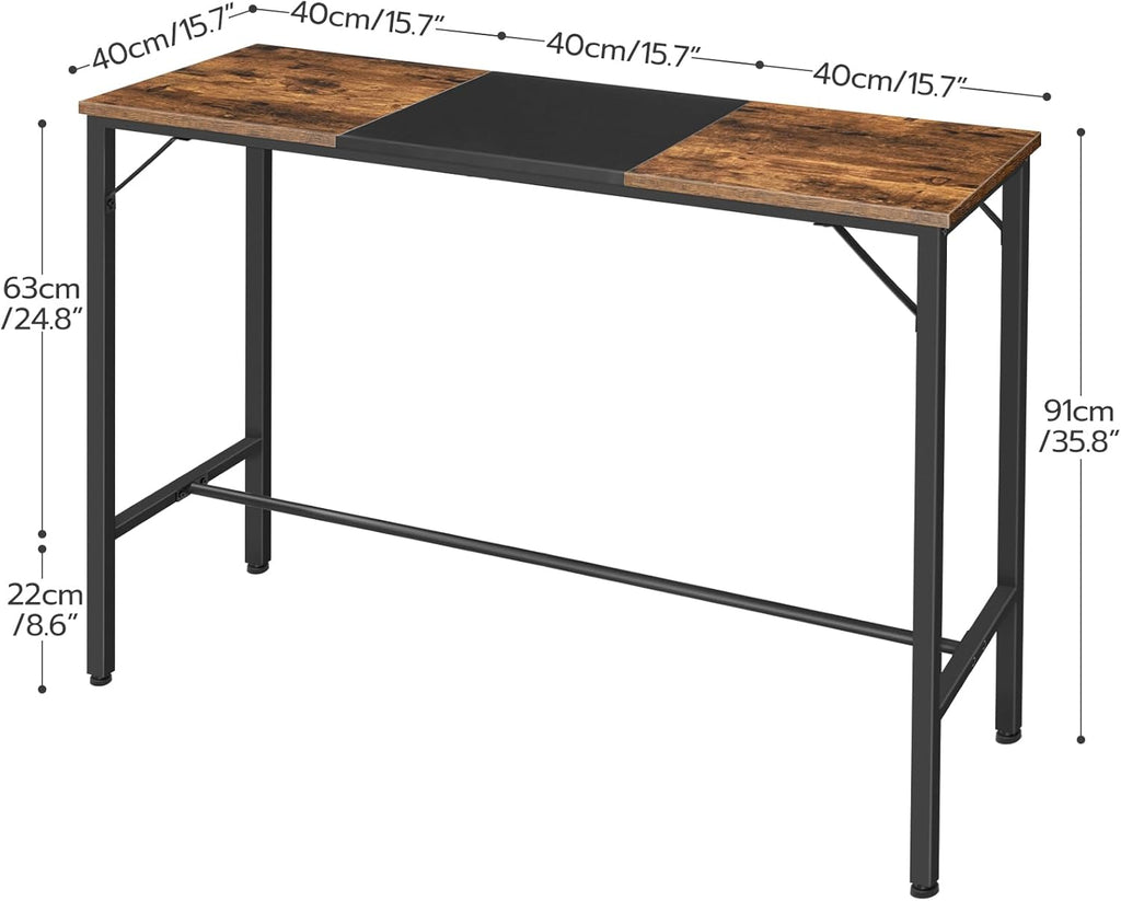 HOOBRO Bar Table, 47.1" Rectangular Pub Table, Tall Counter Height, Long Bar Height Table for Small Space, Sturdy and Durable, Easy to Assmble, Rustic Brown BF12BT01