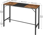 HOOBRO Bar Table, 47.1" Rectangular Pub Table, Tall Counter Height, Long Bar Height Table for Small Space, Sturdy and Durable, Easy to Assmble, Rustic Brown BF12BT01